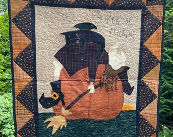 Tired of Trickin' Printed Quilt Pattern, Halloween Wallhanging, Patchwork Quilt, Applique, Primitive Quilt, Country Quilt, Cheryl Wall