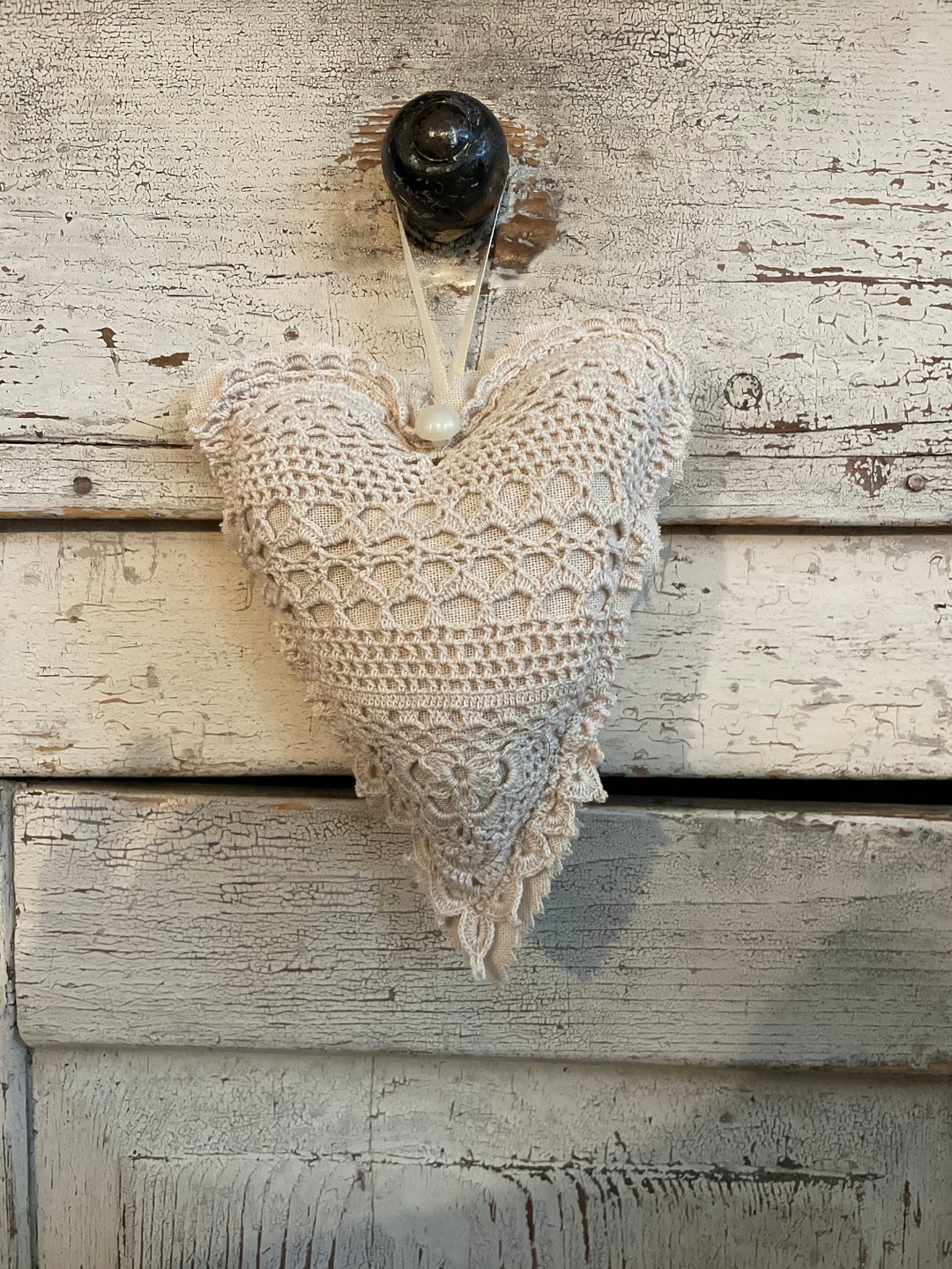 Vintage Lace Hanging Heart Handmade Fabric Heart Old Look Valentine vintage-lace-hanging-heart-handmade-fabric-heart-old-look-valentine