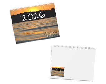 Calendario de pared del lago Adams 2026 / Fotografía inspiradora de naturaleza, decoración para el hogar, calendario de escritorio, regalo para amantes de la naturaleza, arte mural