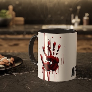 Zombie Coffee Mug, Apocalypse Survival Gift, Bloody Hand Ceramic Cup, 11oz Horror Mugs, Halloween Decor, Undead Themed Coffee Mug