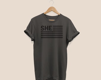 SHE Flag Tee: Women in Office - Charcoal Gildan Unisex