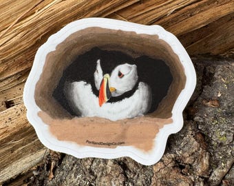Puffin Sticker: Hand-Drawn Vinyl Decal by Maine Artist