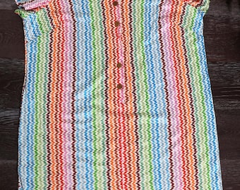 60's Lane Bryant LARGE Plus sized Vintage Dress NEW Old Stock Mod zigzag print Multi color