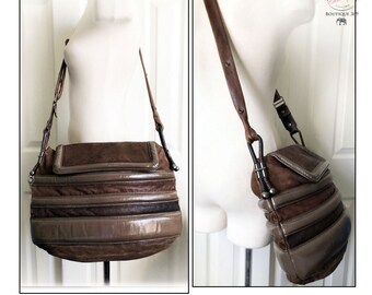 Big LEATHER Cross body Messenger Bag by MIMCO Purse, Brown Vintage 1970&#39;s 1980&#39;s Carry On Shoulder Bag, MCM, Mid Century, Boho Hippie