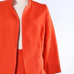 60&#39;s Orange Mod SUIT Jacket & Skirt Matching Set Vintage 1960&#39;s Women&#39;s Designer Mr Z