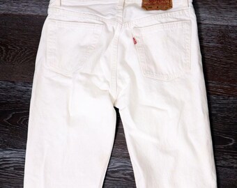 Vintage LEVI'S 501's Button Fly White Denim W29 X 30L 1990's, USA, 80's Jeans