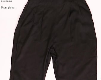 40er Jahre Gabardine Schwarze Hose Vintage 1940er, 1950, Hohe Taille