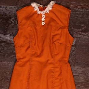 orange dress with white collar Orange and White Gingham Collar Dress ShopCottonBelles