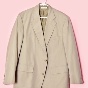 Vintage BROOKS BROTHERS 44R Mens khaki Sport Coat Jacket Blazer 1970&#39;s Preppy 1960&#39;s