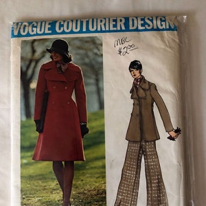 Vintage Schnitt-Muster, VOGUE Couturier Fabiani #2925, Mantel ,MOD Hose, Anzug, Set, Büste 34, kleine Größe, 1960er, 1970er Jahre