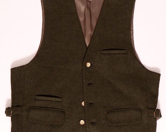 Chaleco de hombre de lana italiana verde, estilo vintage de los años 80, en perfecto estado, talla M, estilo preppy militar de los 90.