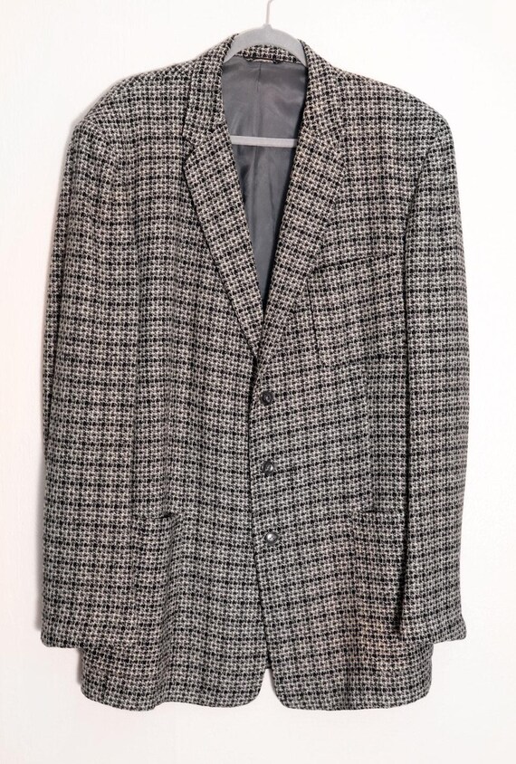 ★40~50'sUSビンテージウールジャケット★Mサイズ相当【Don Juan】 30's DON JUAN Black & White Wool Men's Jacket Over Coat Vintage