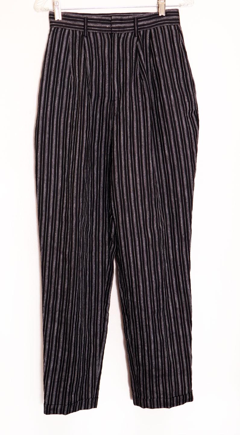 80s Pinstripe Black Pants - Etsy UK