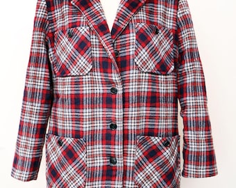 Schlampp's Wool Jacket Plaid Coat 1960's, 1970's vintage Chore Coat, Mid Century Mod