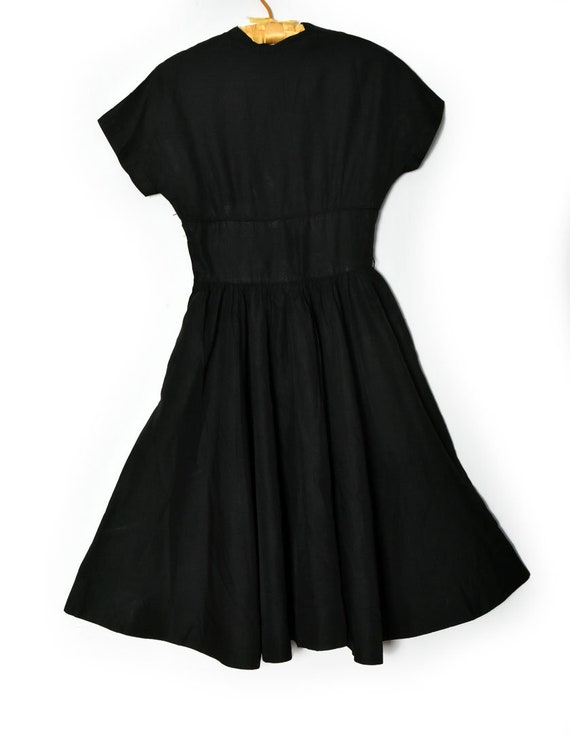 1940's Black Dress, 50's Vintage Dress, Full Skir… - image 3