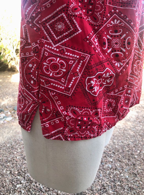 1940's Ranchwear Red Bandana Print Shirt Blouse, 1950… Gem