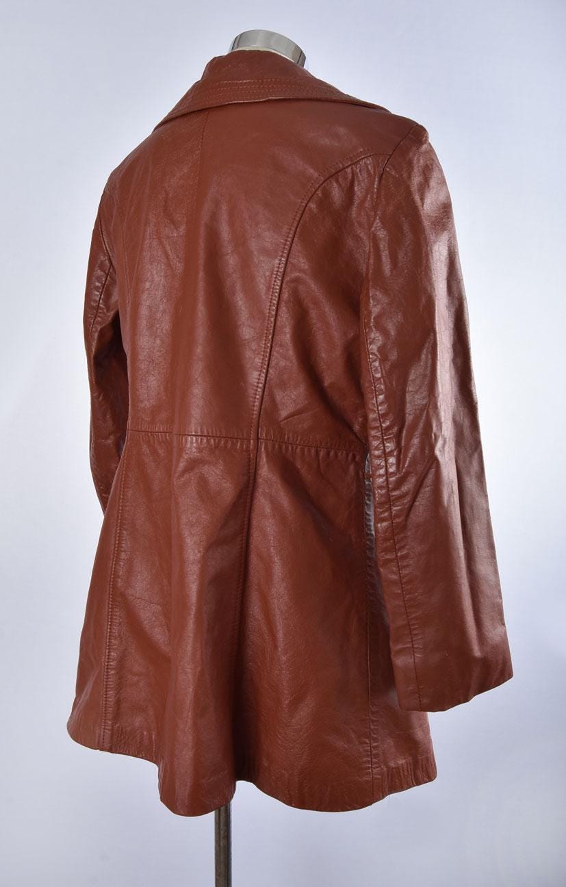 70's Leather Jacket, Wide Lapels, Hippie, 1970's, 1960's, Rust