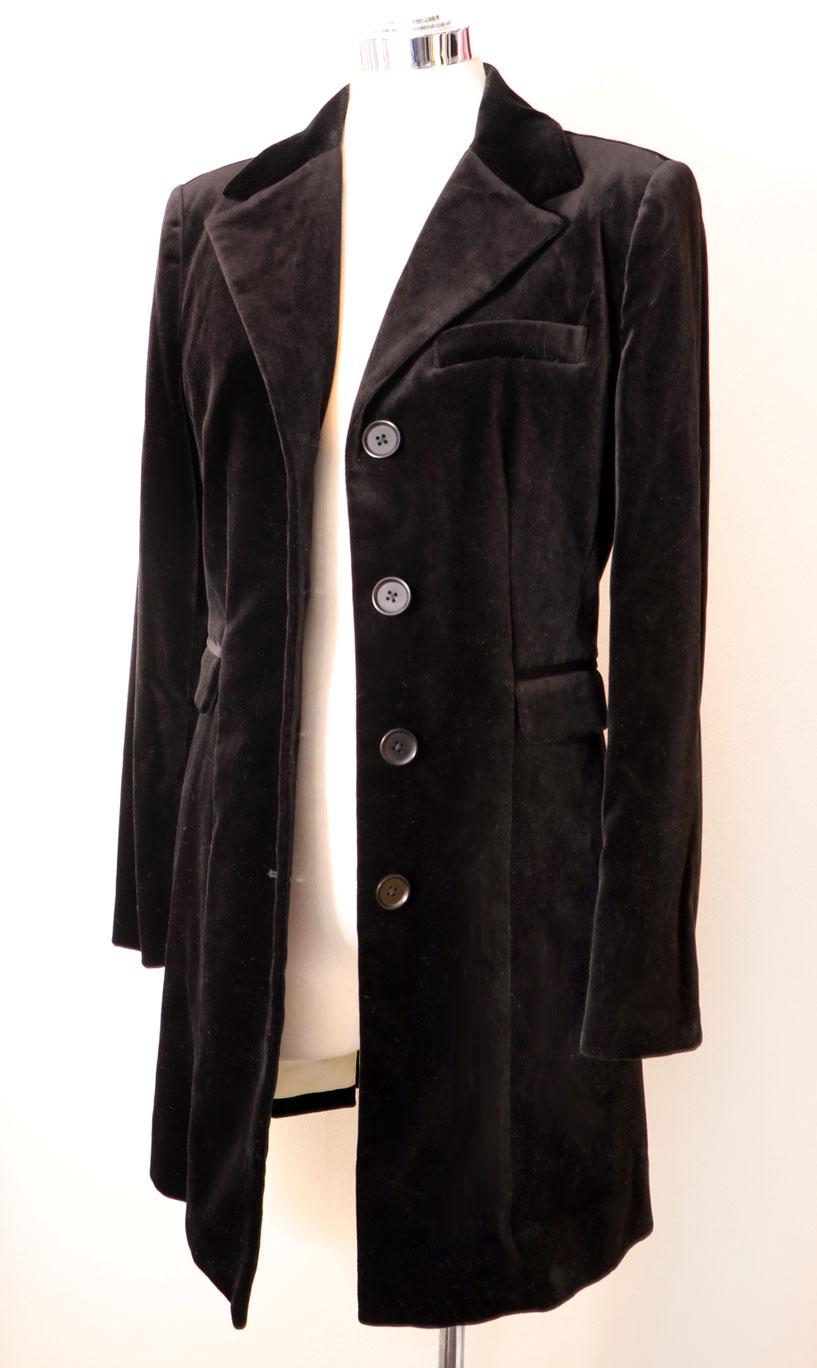 ジャケット・アウター 1990s Vintage Super Long Design Coat New J. PETERMAN Black Velvet Fitted Long Edwardian Jacket