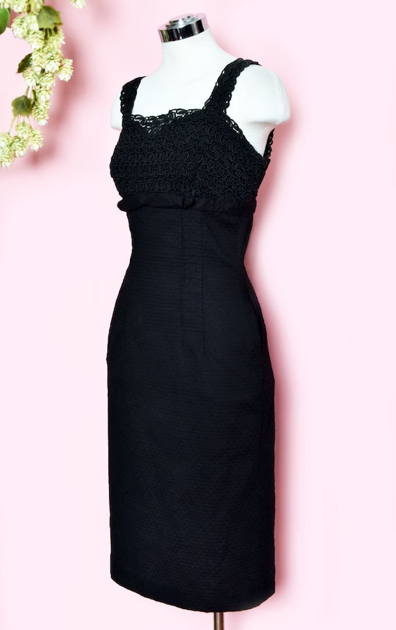 50's Black Wiggle Dress, Evening Party Cocktail D… - image 2