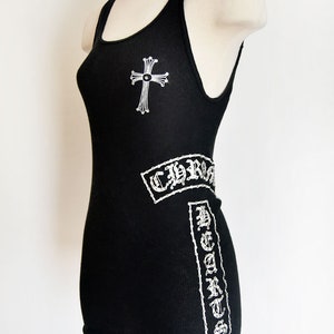 1990's CHROME HEARTS Tank Top Wife Beater, Black, Rhinestone