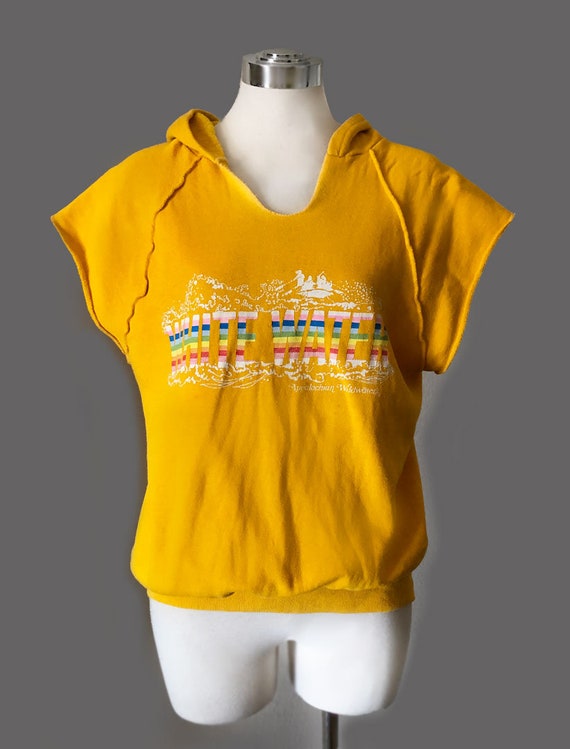 70's Yellow Sweatshirt Hoodie Vintage  Raglan Sle… - image 2