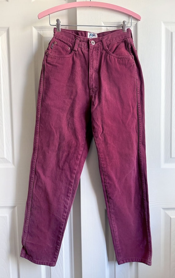 1980's SOHO Purple DENIM JEANS, Long Pants, Vintag
