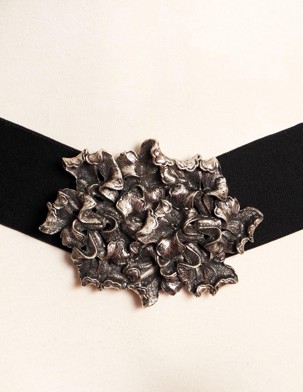 Ceinture élastique Vintage Années 80/90 - Boucle Baroque Dorée Large - Taille M - Occasion
