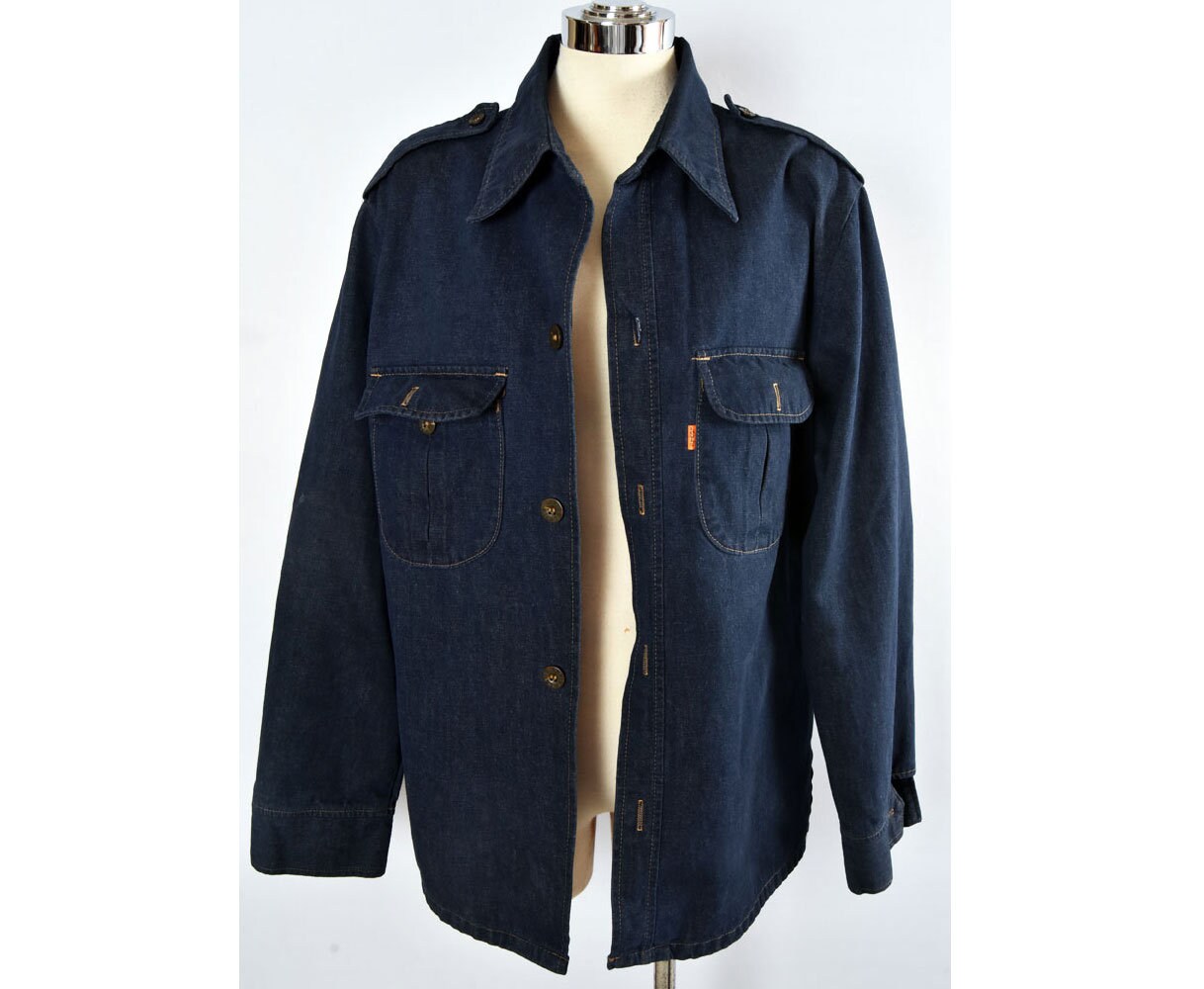 1970s Blue Jean LEVIS Orange Tab Jacket Shirt Vintage Men