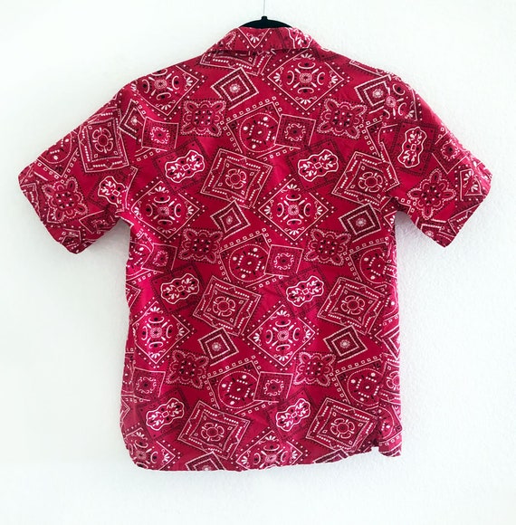 1940's Ranchwear Red Bandana Print Shirt Blouse, 1950… Gem