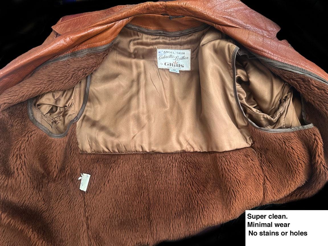 Angel Skin by Grais Leather Jacket Coat 1970's Vintage Tan Brown