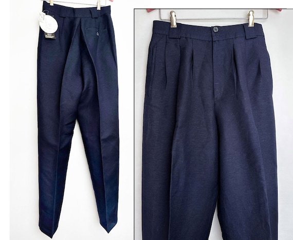 W/tags Giorgio Sant'angelo Linen Pants Trousers VINTAGE Dark