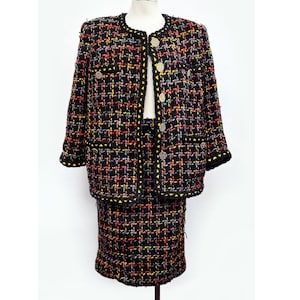 RICHARD CARRIERE Women&#39;s Skirt Suit, Saks Fifth Ave, Wool Designer Jacket, Dress, Vintage, 1980&#39;s, Chanel style Jacket Blouse