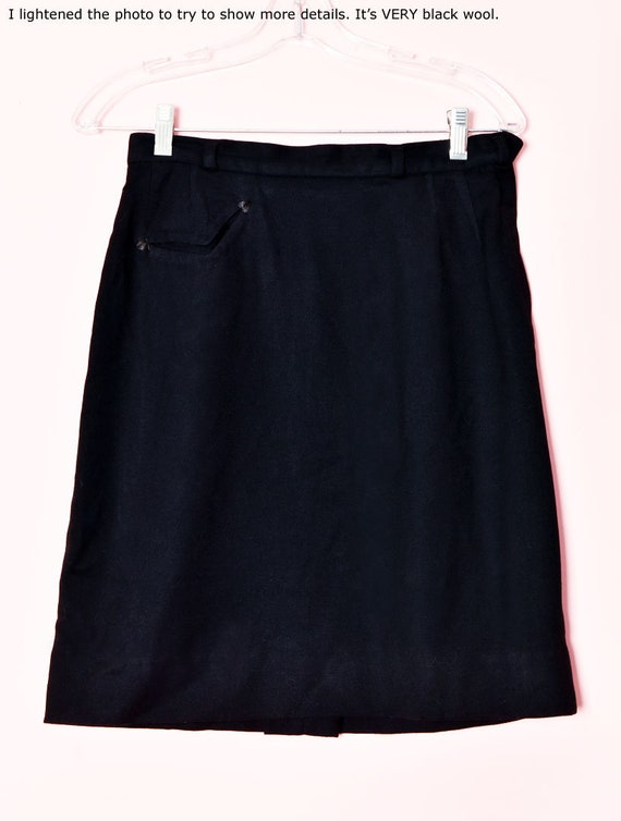 1940's Black Wool Wiggle Skirt, Vintage Suit Pencil S… - Gem