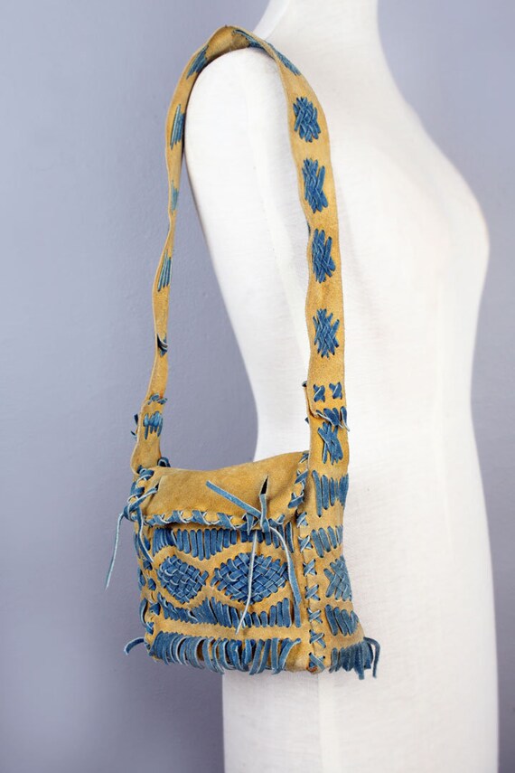 vtg Leather Hippie Purse 1960's Vintage Shoulder b