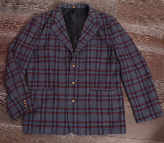 Wool GAP Best Basic Blazer Jacket Blue Plaid, 50"… - image 1