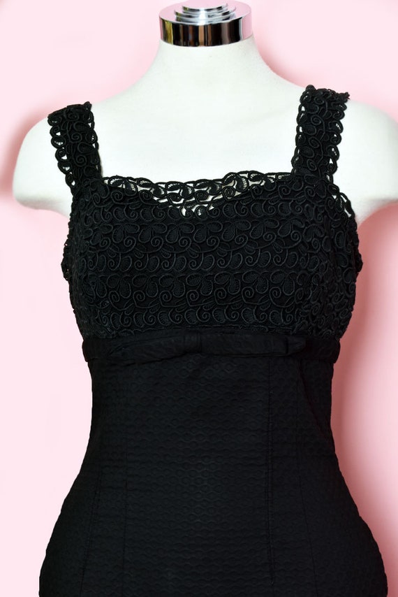 50's Black Wiggle Dress, Evening Party Cocktail D… - image 3