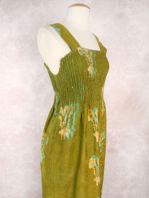 Batik Indian Designer Maxi Dress - Green Long Boh… - image 4