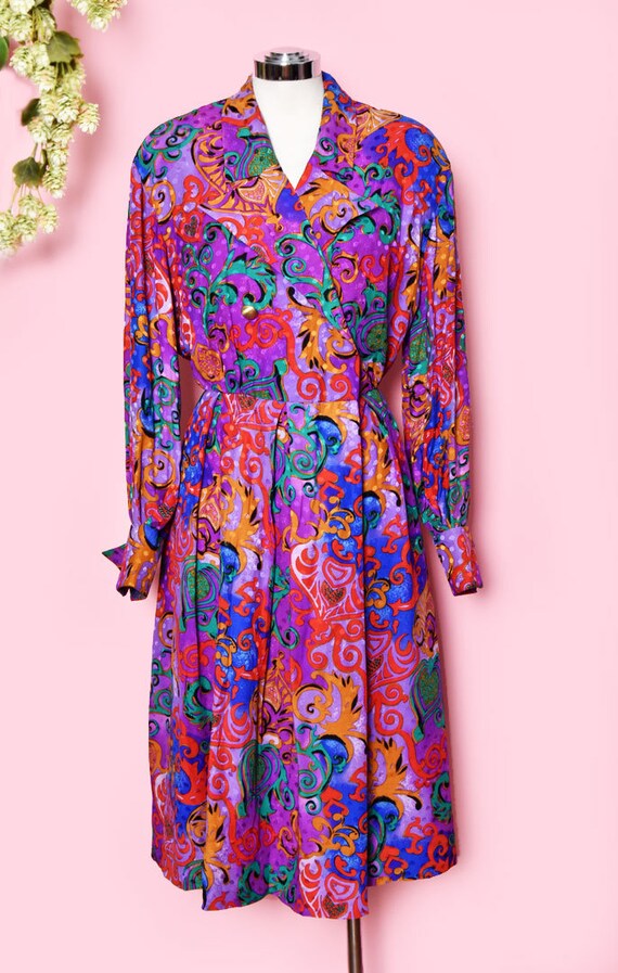 Adele Simpson Designer Dress, 80's Colorful Flora… - image 2