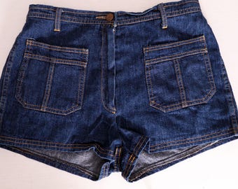 Jaren 70 blauwe jeans denim hotpants shorts hippie jaren 70 vintage hippe knuffels