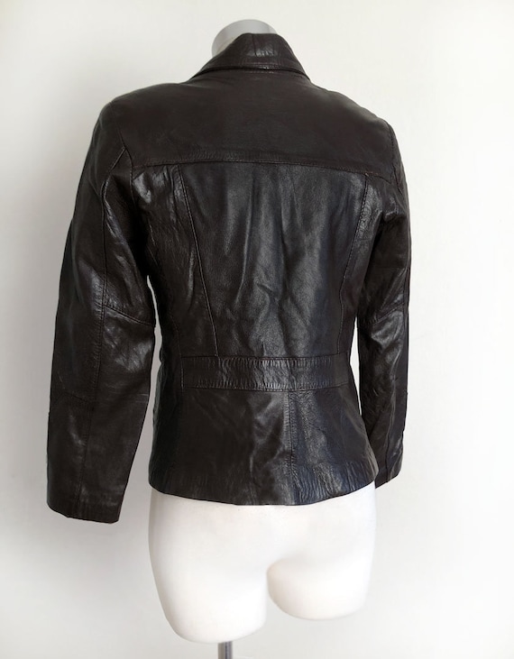 Vintage Leather Jacket, Very Dark Brown, 1970's, 1980… - Gem