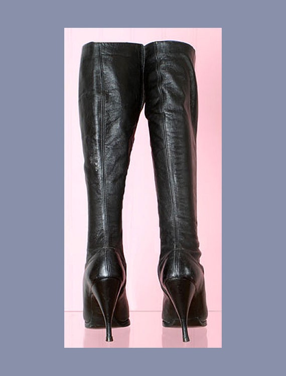 70's Vintage Black Leather Fetish Boots by Freder… - image 2