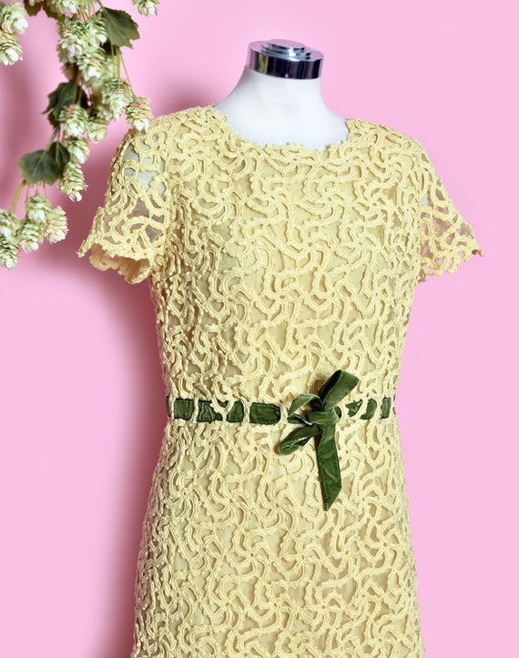 CASTILLO Yellow Crochet Designer Dress, Evening P… - image 2