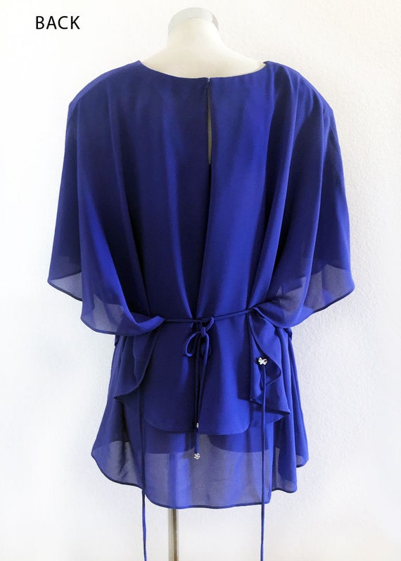 80's Blue RHINSTONE Bows Etherial DRESS, Vintage … - image 5
