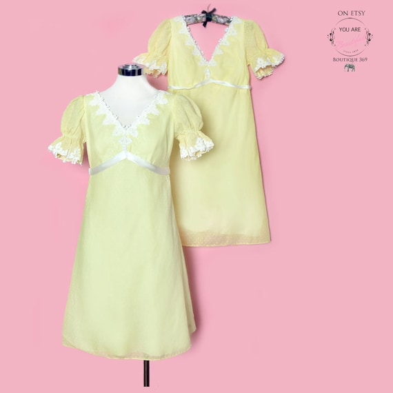 1960's Yellow Baby Doll Dress, Vintage Dress, Part