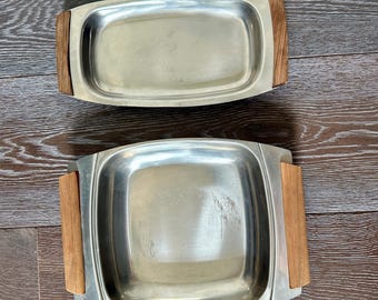 Bandejas de servir/objetos em aço inoxidável, estilo dinamarquês moderno sueco STELTON, década de 1960, década de 1950, vintage.