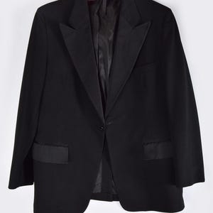 1970&#39;s TUXEDO JACKET Black Vintage Men&#39;s Suit Blazer Polyester Disco era