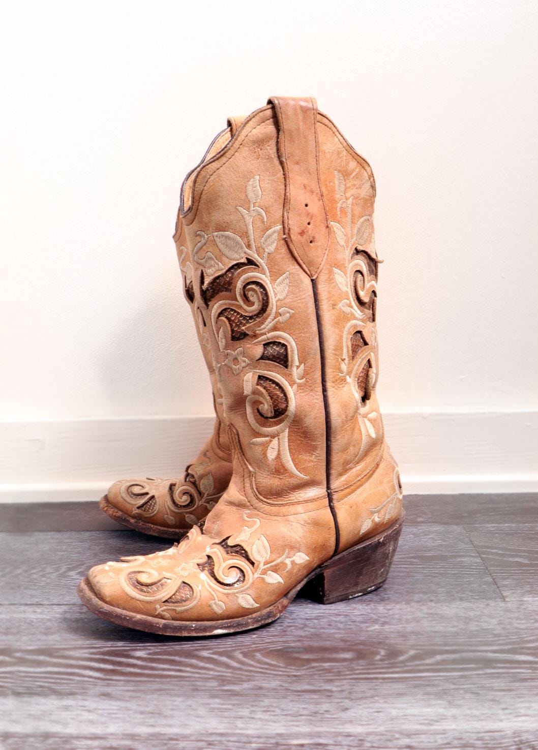 Bottes Cowboy Western Huasteca - Cuir Marron Bout Pointu - Taille US 9.5 - Mexique