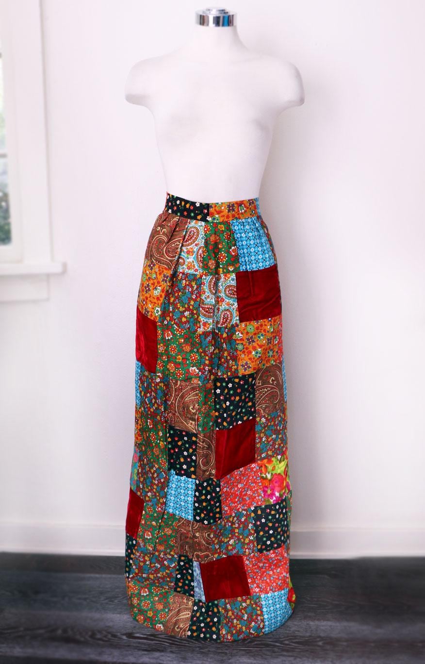 Vintage 70s Patchwork Maxi Skirt - Etsy