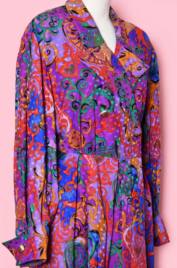 Adele Simpson Designer Dress, 80's Colorful Flora… - image 4
