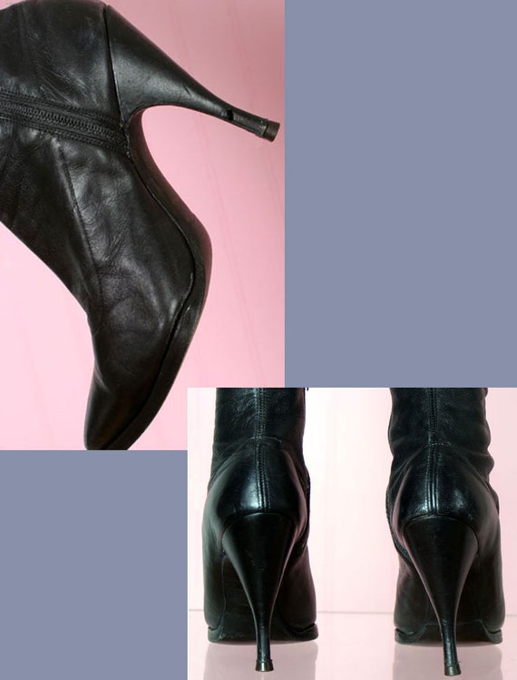 70's Vintage Black Leather Fetish Boots by Fredericks… - Gem